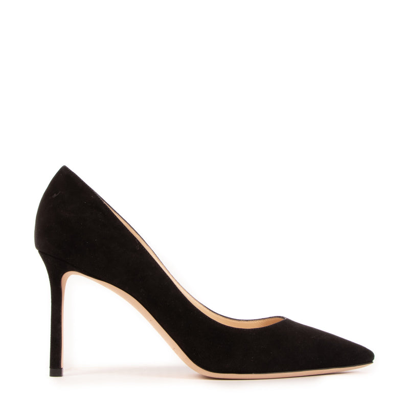 Jimmy Choo Black Suede Romy 85 Pumps - Size 39