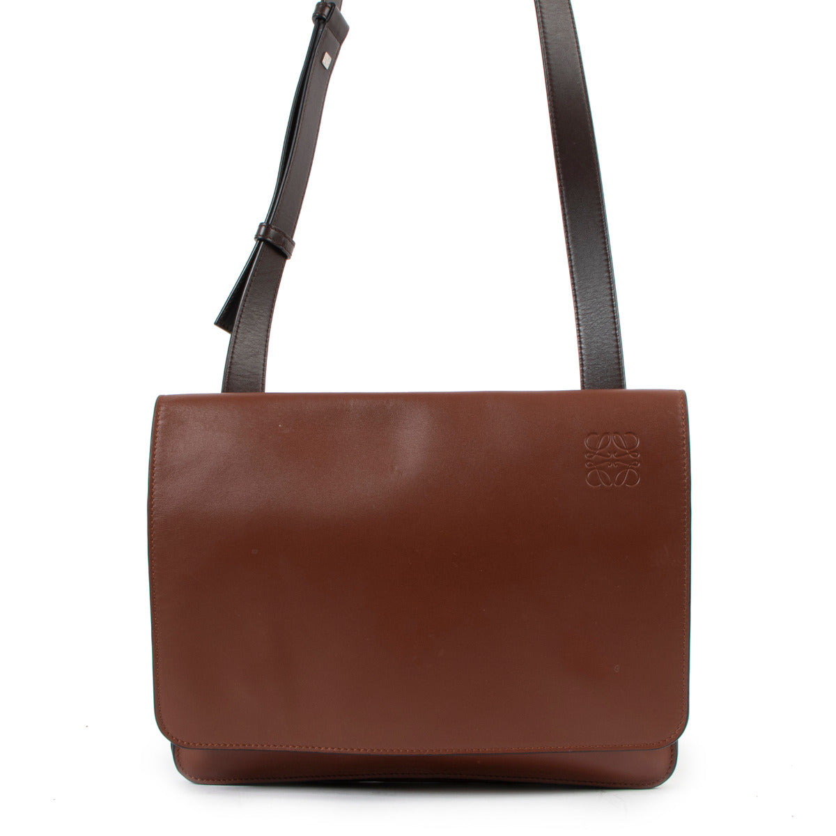 Loewe Bruine Leren Gusset Platte Crossbodytas