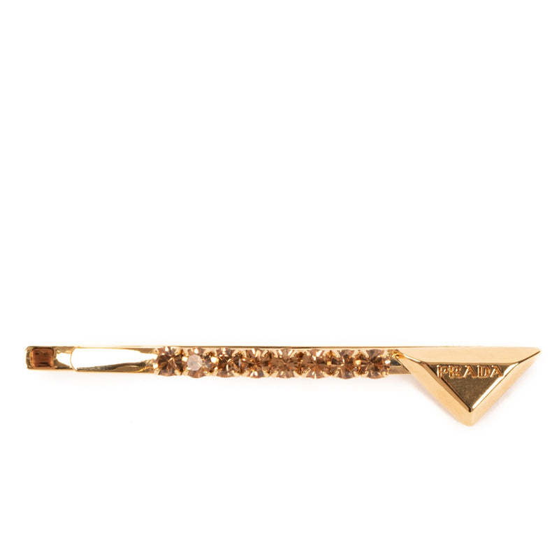 Prada Gold/Topaz Light Embellished Brass Hair Clips