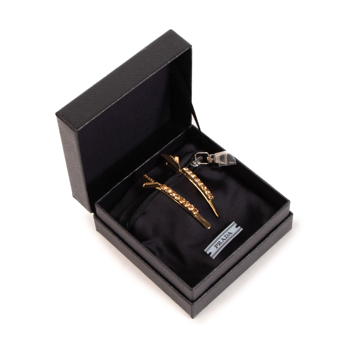 Prada Gold/Topaz Light Embellished Brass Hair Clips