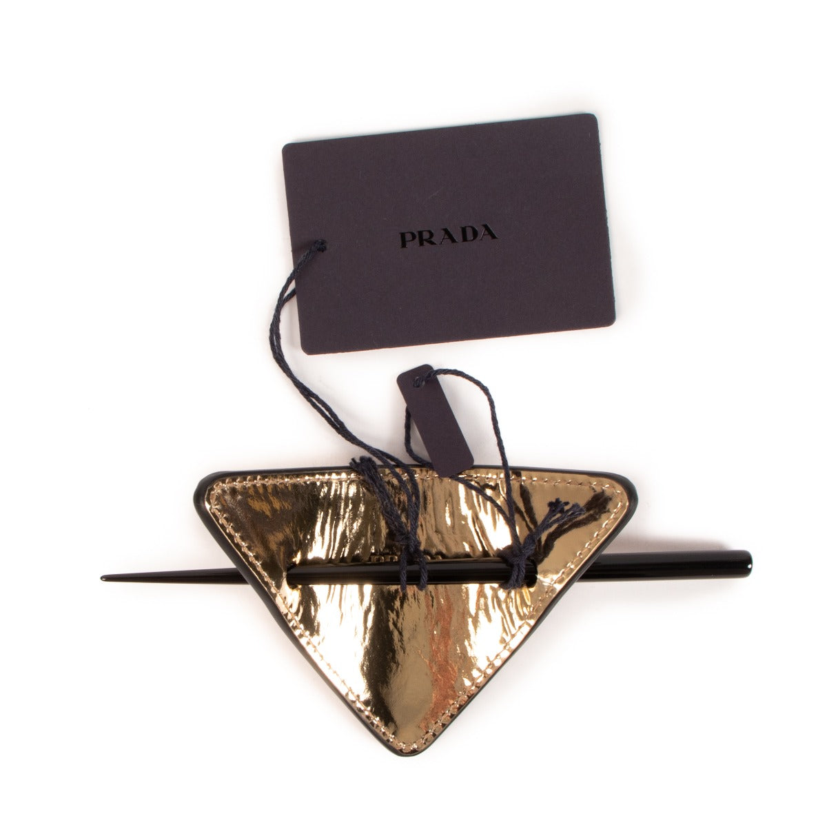 Prada Brushed Leather Hair Clasp with Stick