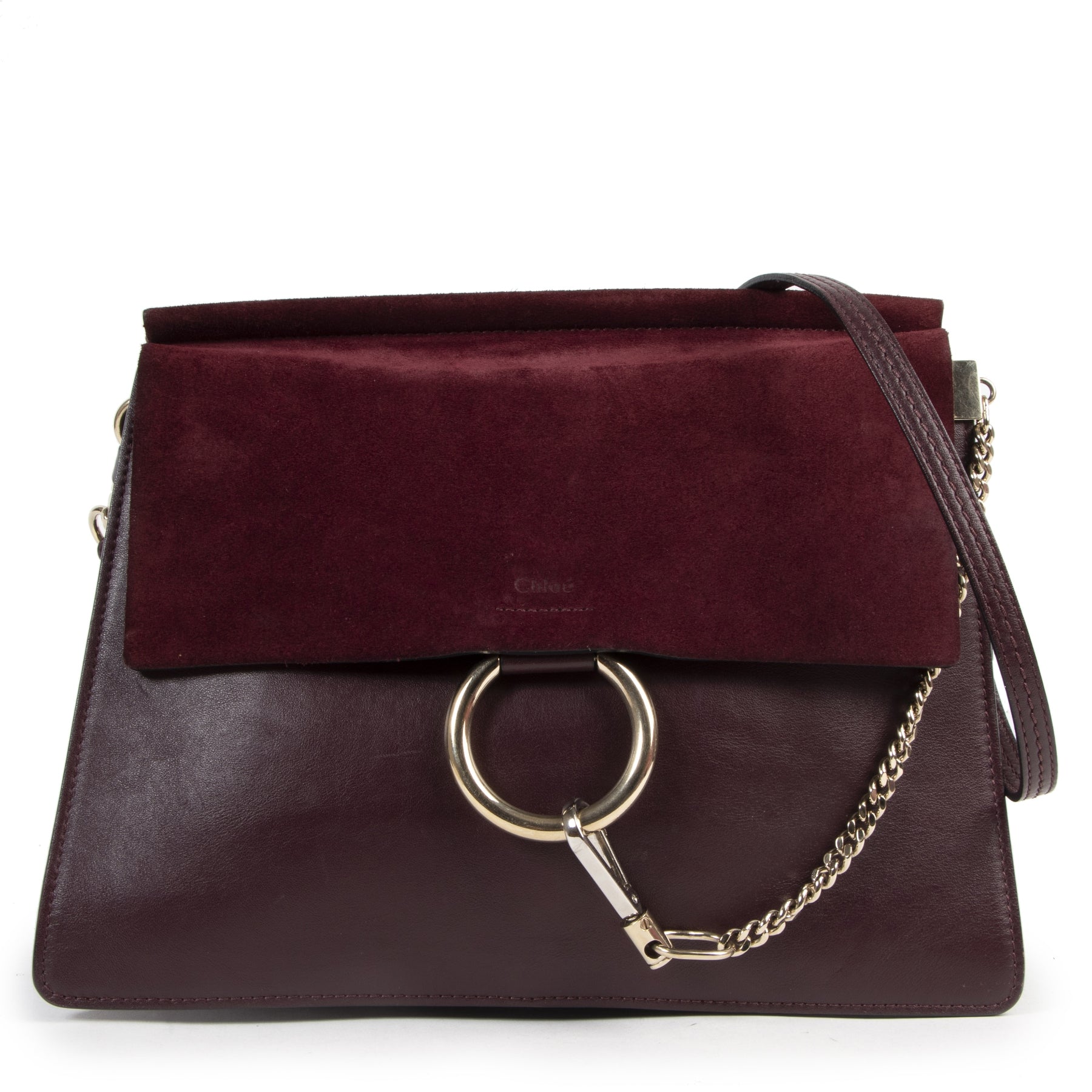 Authentieke Tweedehands Chloé Medium Purple Faye Shoulder Bag juiste prijs veilig online shoppen luxe merken webshop winkelen Antwerpen België mode fashion