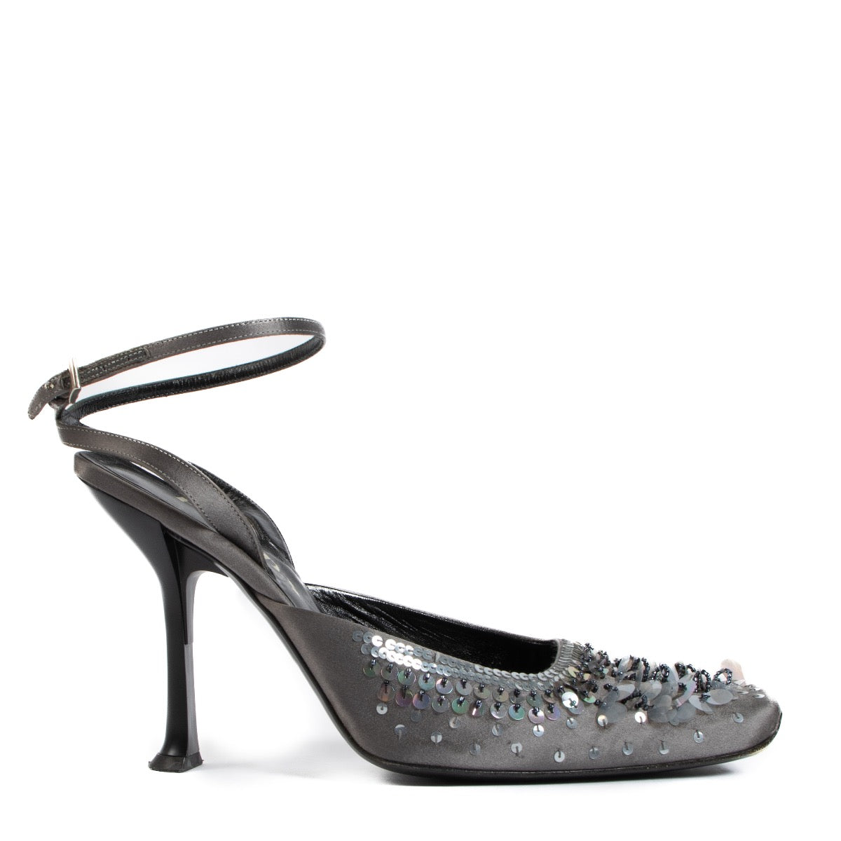 shop 100% authentic second hand Prada Grey Satin Embellished Pumps - Size 41 on Labellov.com