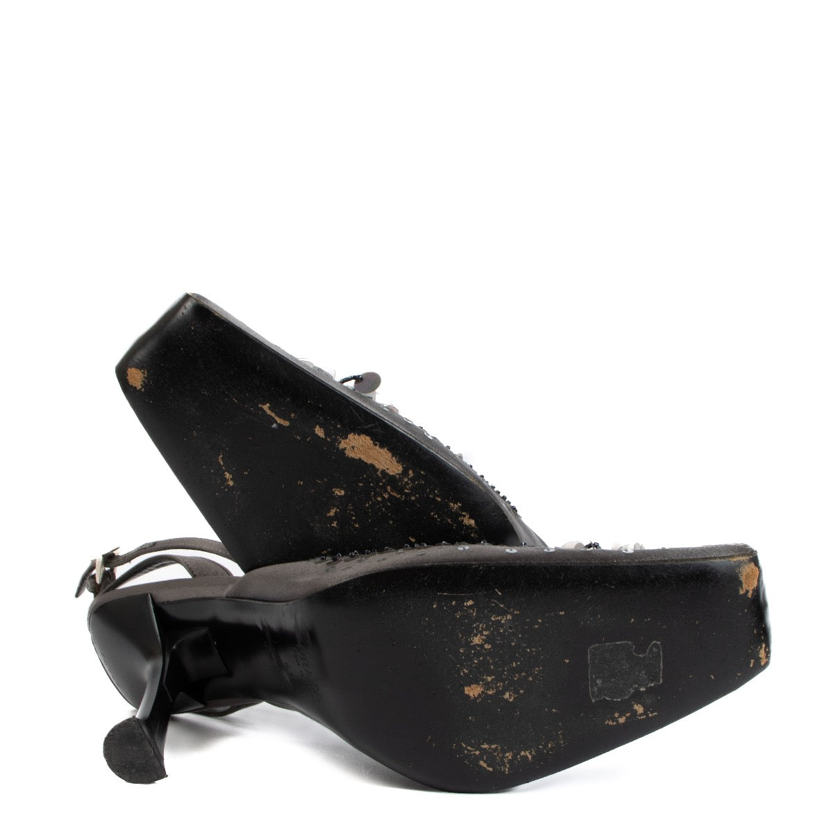 shop 100% authentic second hand Prada Grey Satin Embellished Pumps - Size 41 on Labellov.com