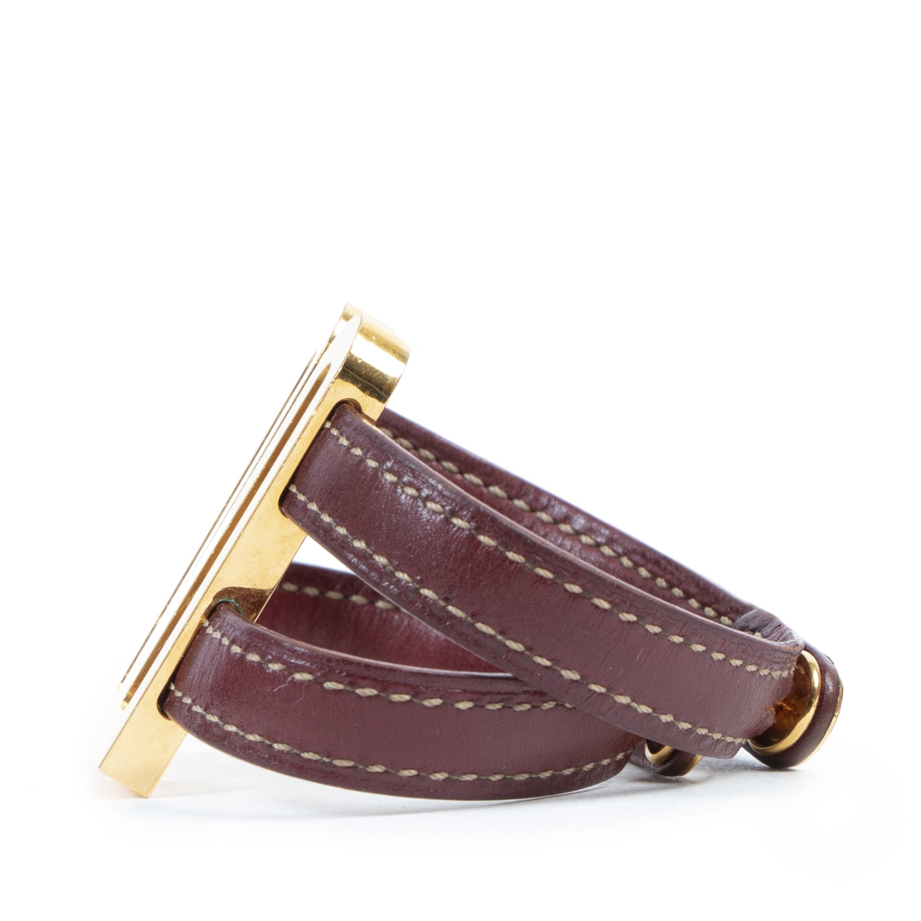 Delvaux Bruinleren Gouden D Armband