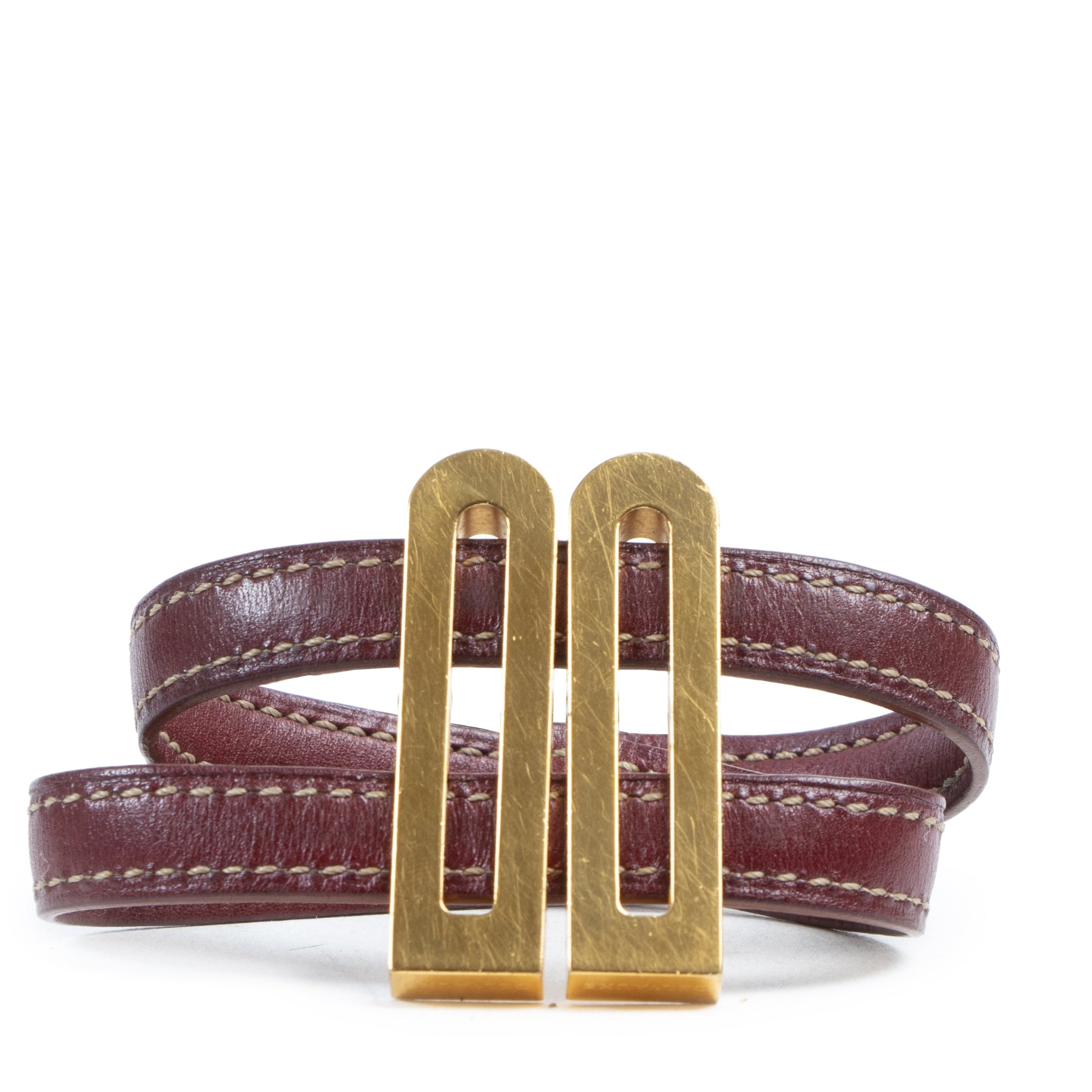 Delvaux Bruinleren Gouden D Armband