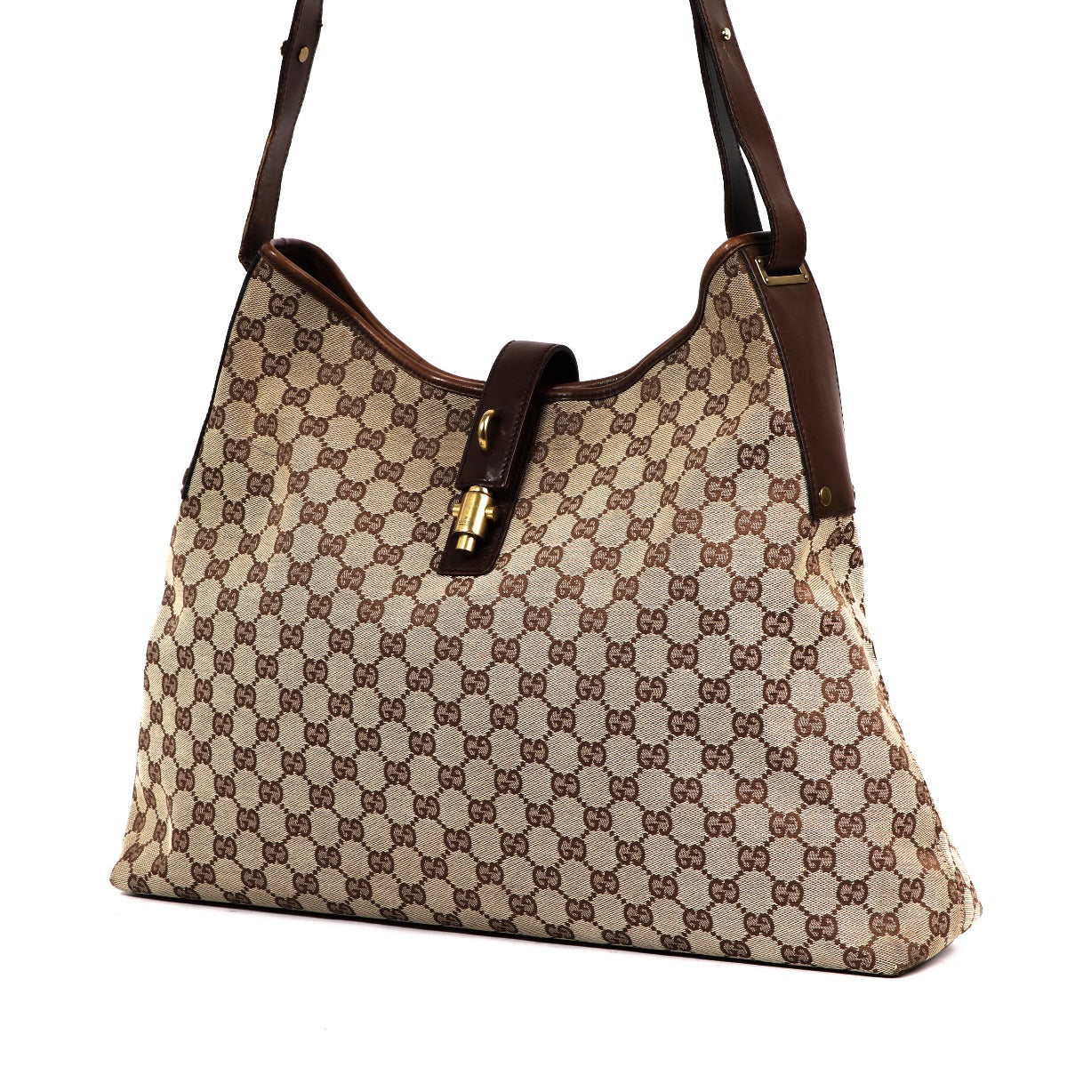 Buy an authentic second-hand Gucci Monogram Canvas Hobo Bag in good condition at Labellov in Antwerp.