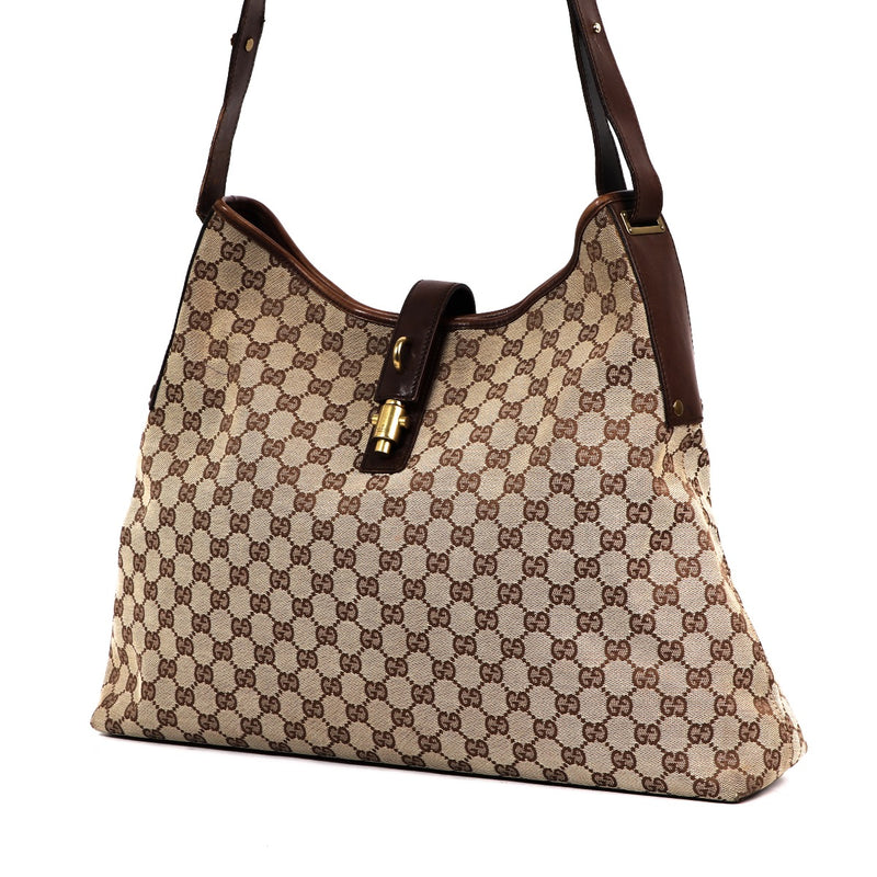 Buy an authentic second-hand Gucci Monogram Canvas Hobo Bag in good condition at Labellov in Antwerp.