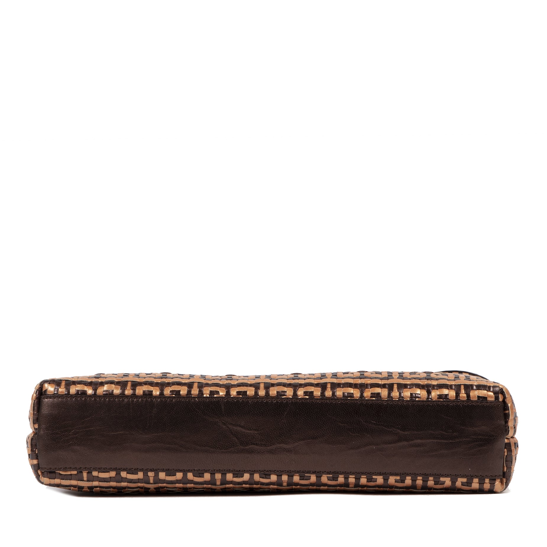 Authentic second-hand vintage Givenchy Brown and Gold Woven Top Handle Bag buy online webshop LabelLOV