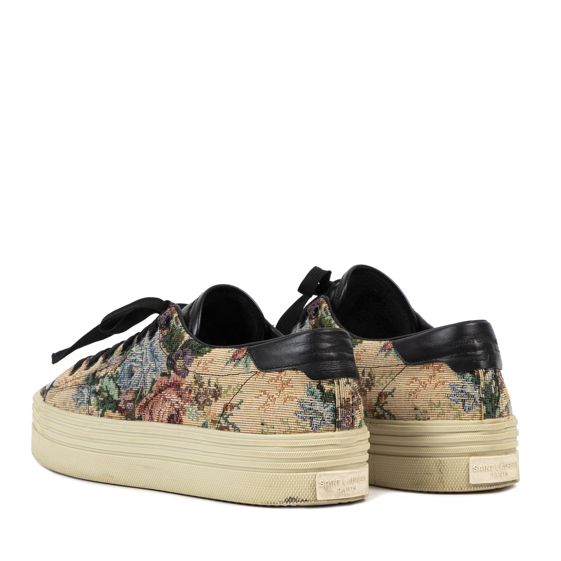 Authentieke Tweedehands Saint Laurent Wedge Floral Sneakers - Size 39 juiste prijs veilig online shoppen luxe merken webshop winkelen Antwerpen België mode fashion