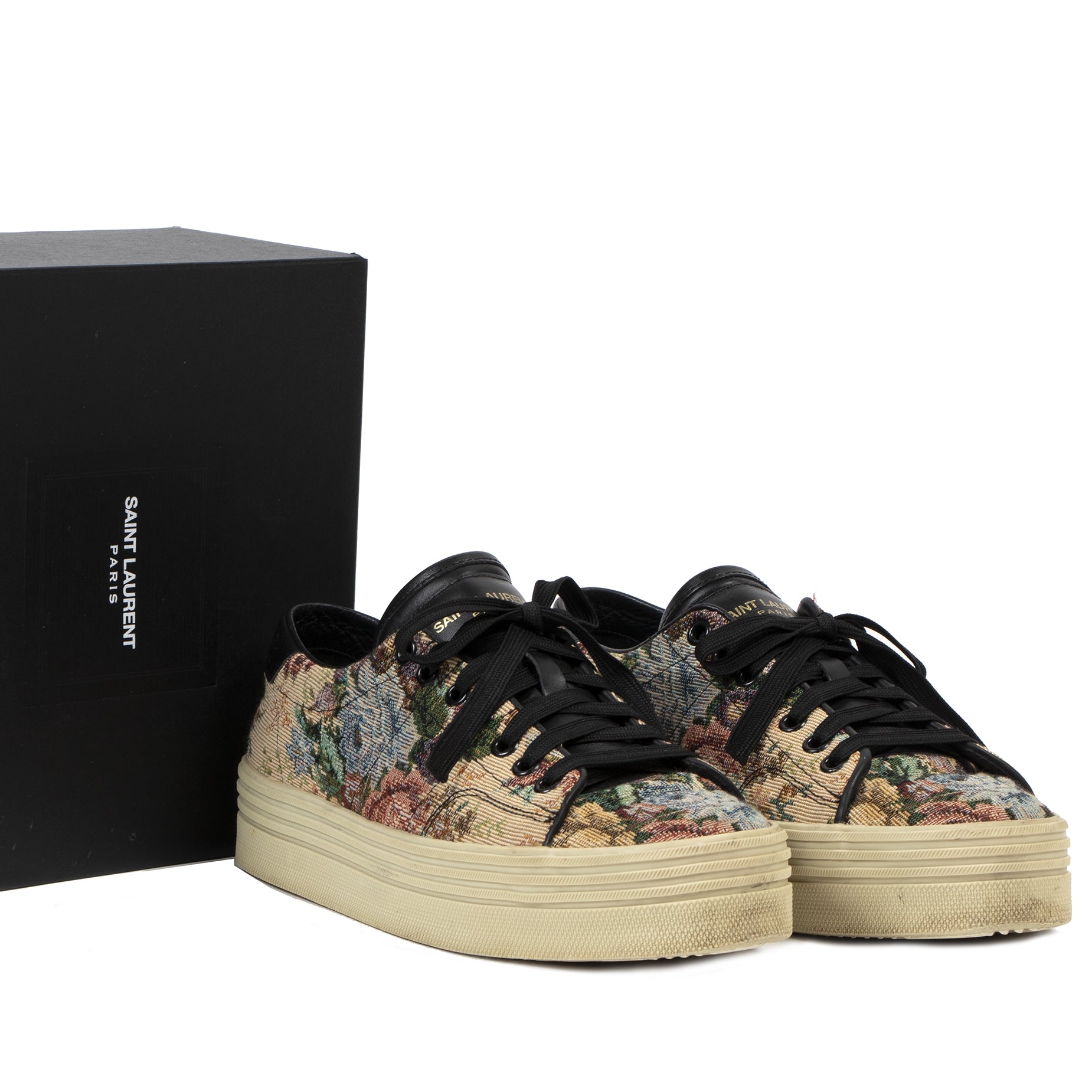 Authentic secondhand Saint Laurent Wedge Floral Sneakers - Size 39 designer sneakers luxury vintage webshop fashion safe secure online shopping designer high end brands