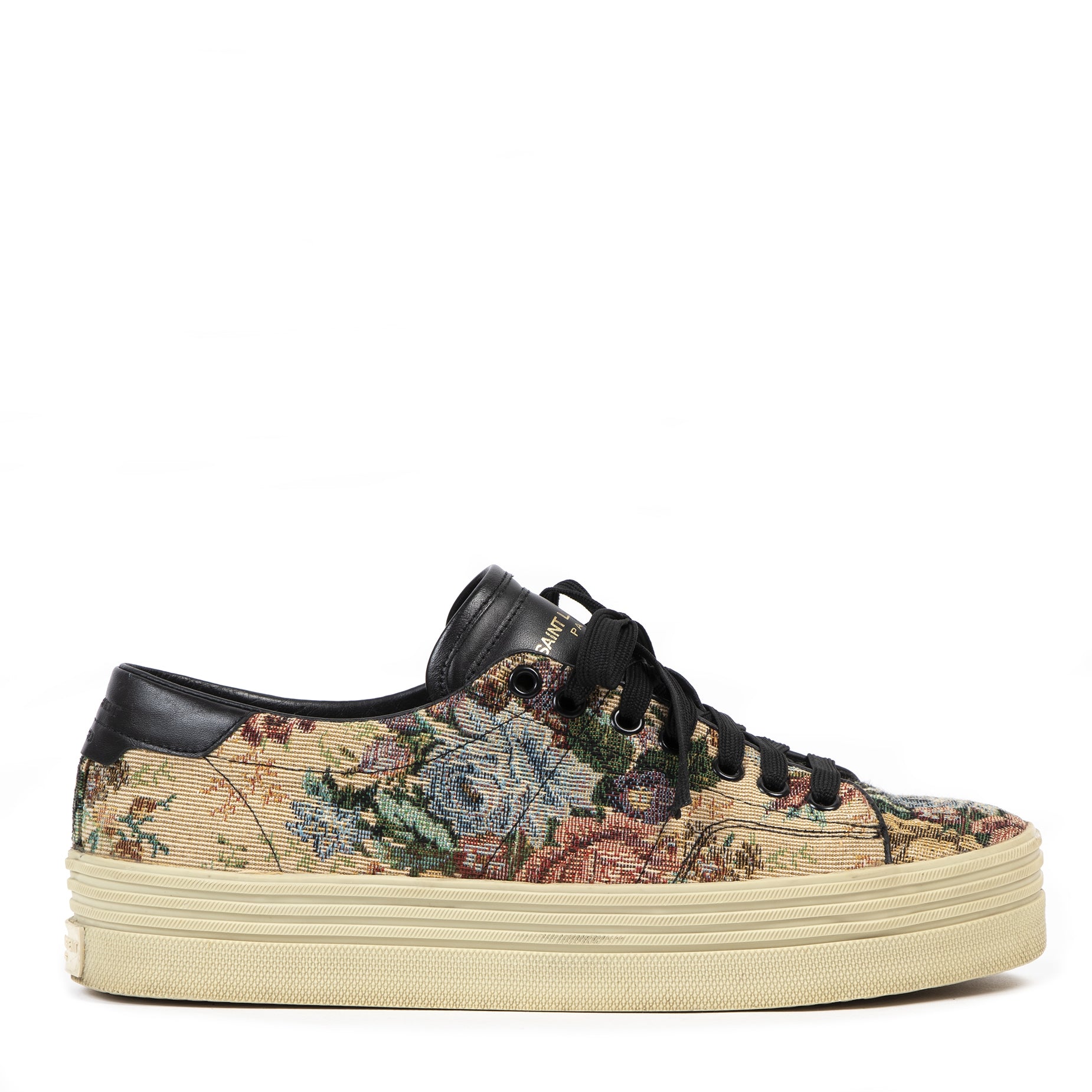 Authentieke Tweedehands Saint Laurent Wedge Floral Sneakers - Size 39 juiste prijs veilig online shoppen luxe merken webshop winkelen Antwerpen België mode fashion