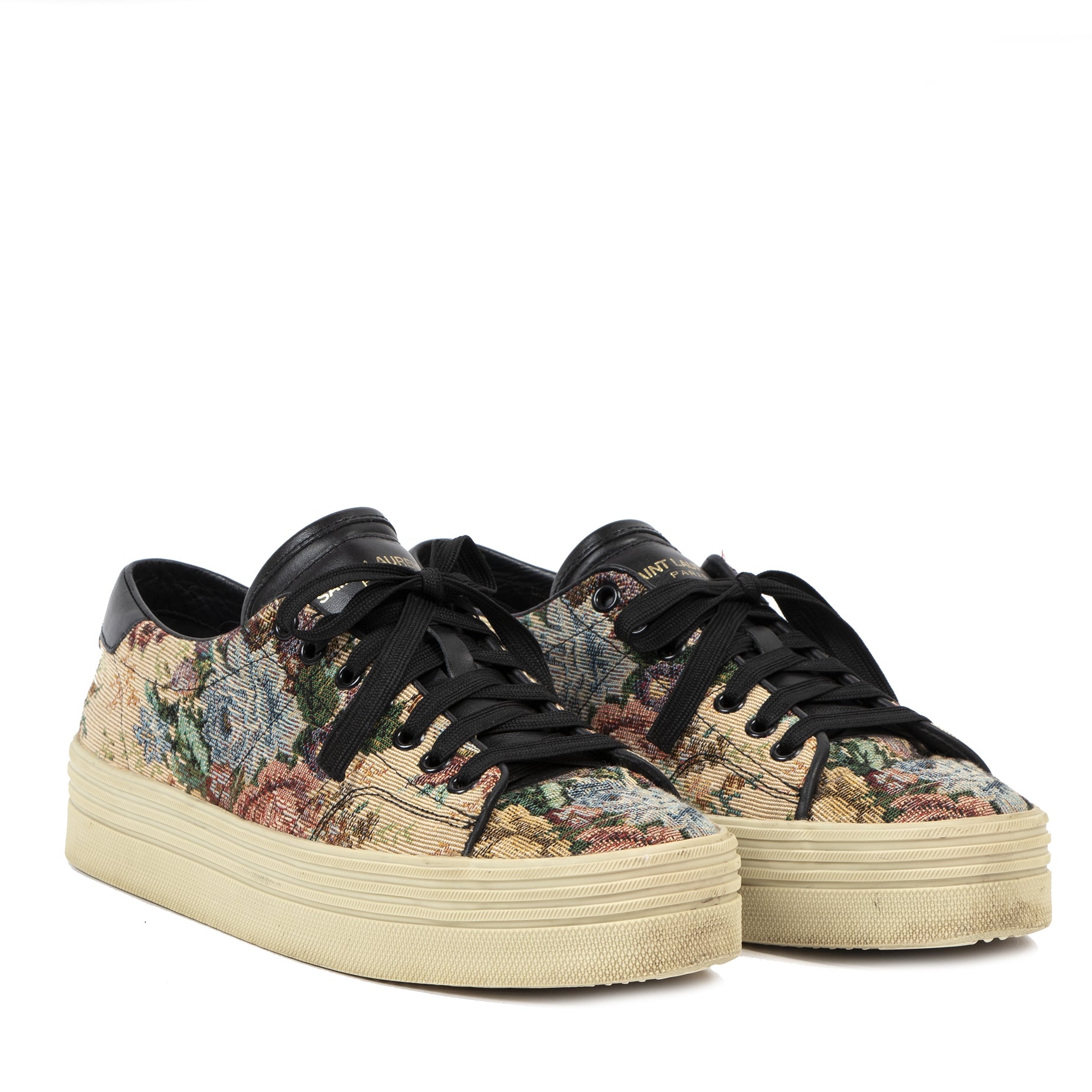 Authentic secondhand Saint Laurent Wedge Floral Sneakers - Size 39 designer sneakers luxury vintage webshop fashion safe secure online shopping designer high end brands