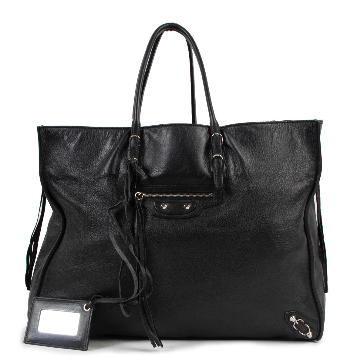 Shop safe online at Labellov in Antwerp this 100% authentic second hand Balenciaga Black Paper A4 Tote Bag