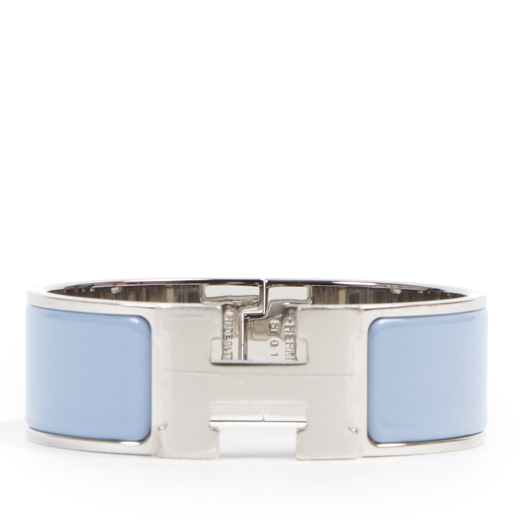 Hermès Blue Clic Clac H Bracelet PHW for the price at Labellov secondhand luxury