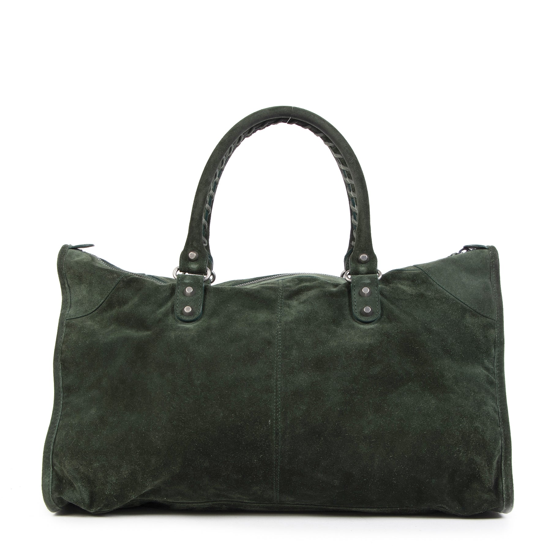 Balenciaga Dark Green Suede Work Bag