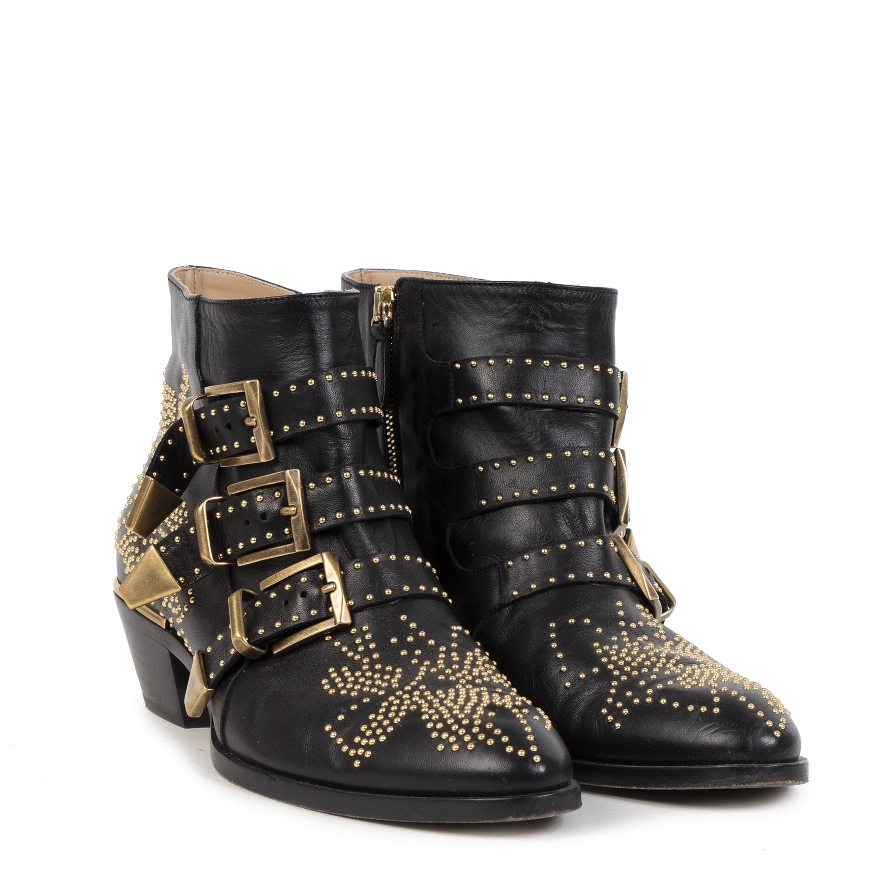 Chloé Black Susanna Studded Anklelaarsjes - Maat 39