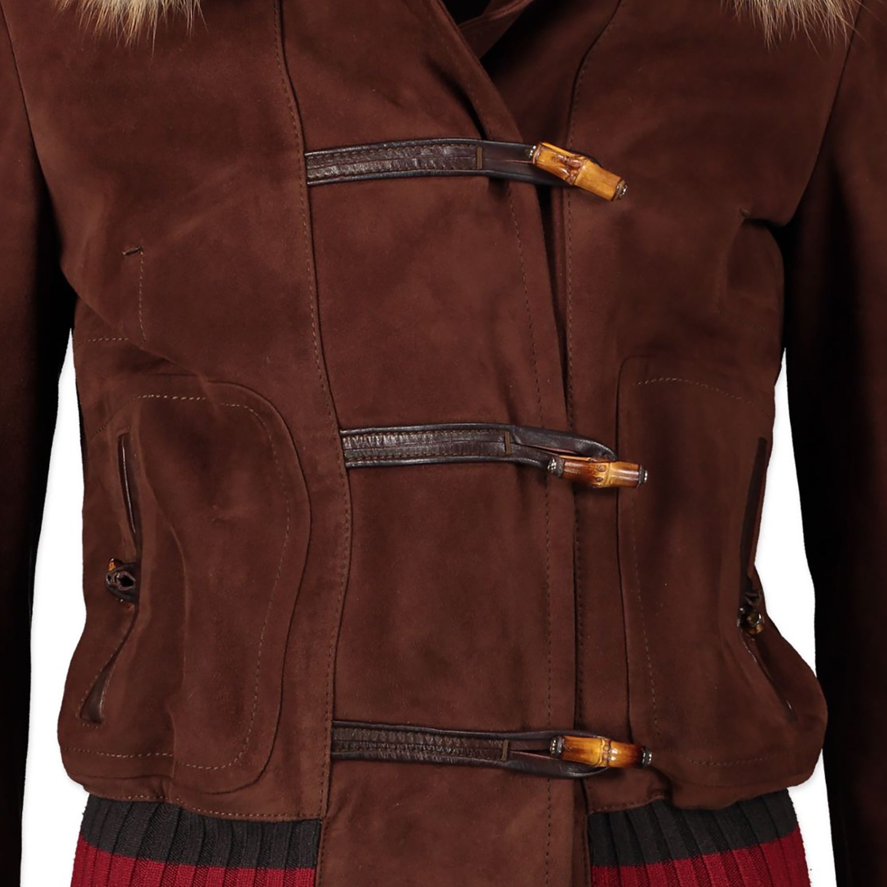 Authentique seconde-main vintage Gucci Suede Fux Collar Jacket achète en ligne webshop LabelLOV