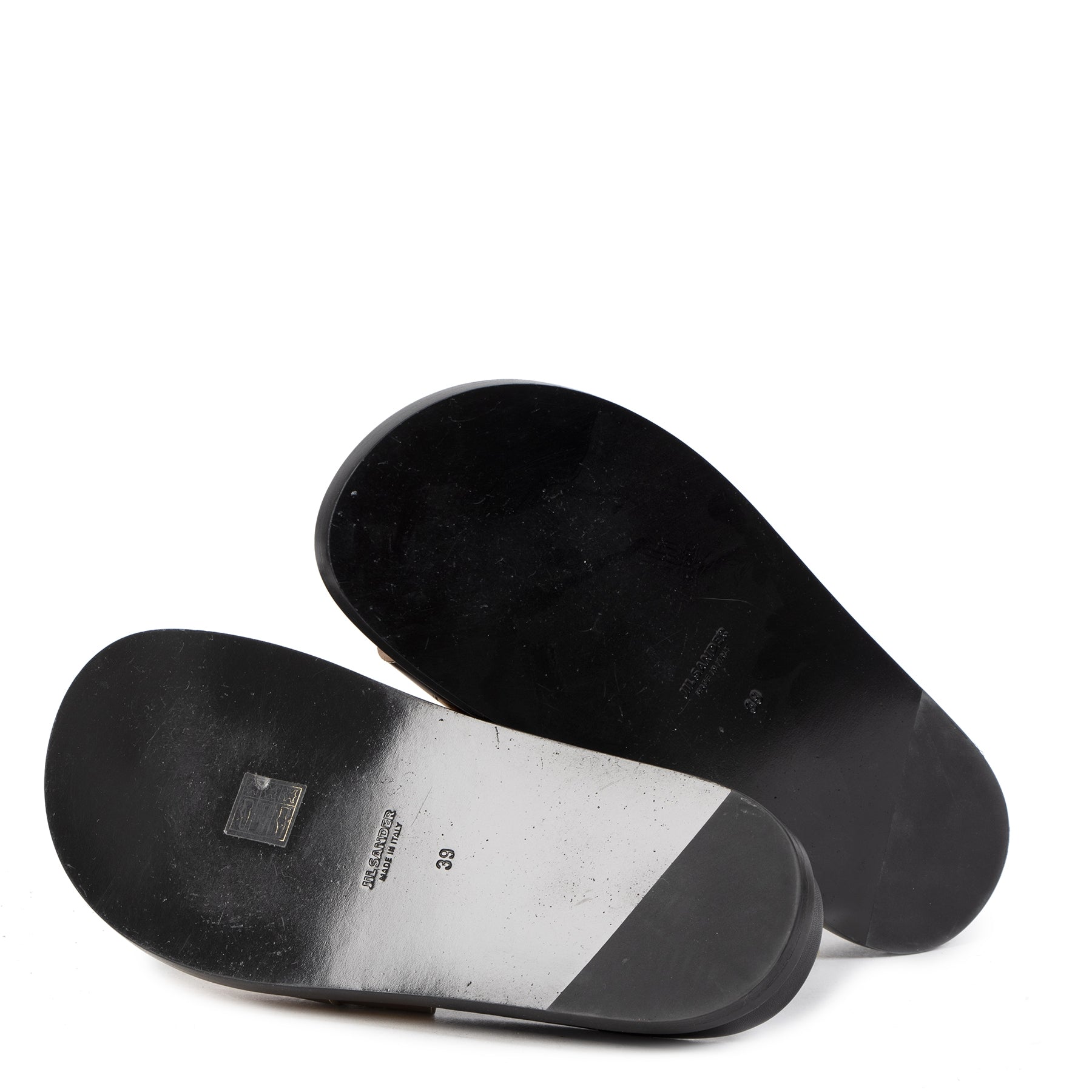 Mules Jil Sander noires et dorées en cuir métallisé - taille 39