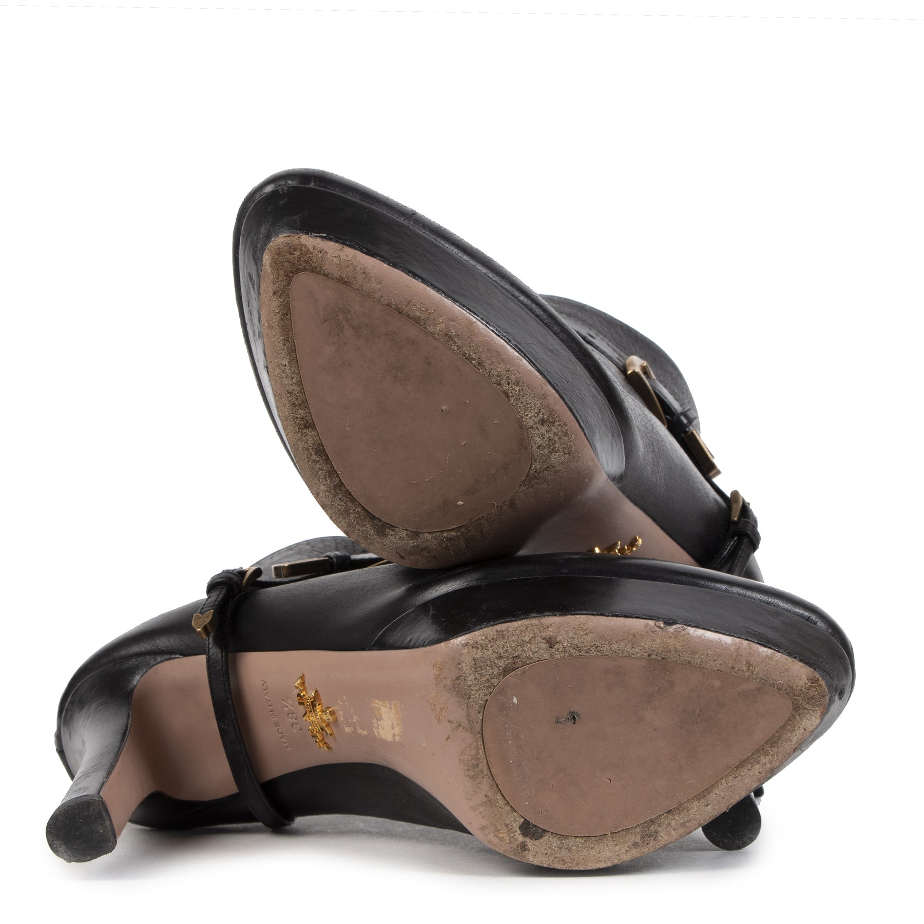 Bottines à plateforme en cuir noir Prada - taille 38,5