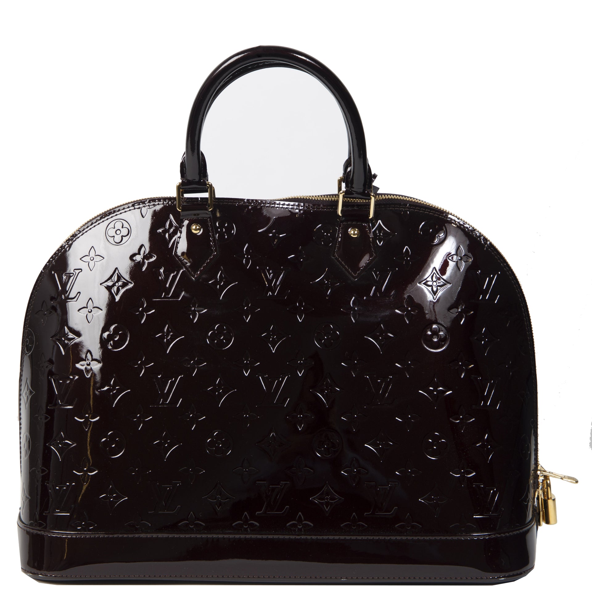 Authentieke Tweedehands Louis Vuitton Amarante Alma Monogram Vernis GM Bag juiste prijs veilig online shoppen luxe merken webshop winkelen Antwerpen België mode fashion