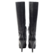 Authentieke Tweedehands Chanel Chain Platform Black Leather Boots juiste prijs veilig online shoppen luxe merken webshop winkelen Antwerpen België mode fashion