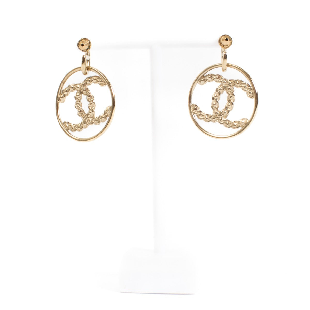 Chanel 19P High Society Crystal CC Small Hoop Earrings