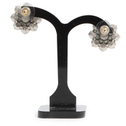 Chanel Silver Crystal Flower Earrings