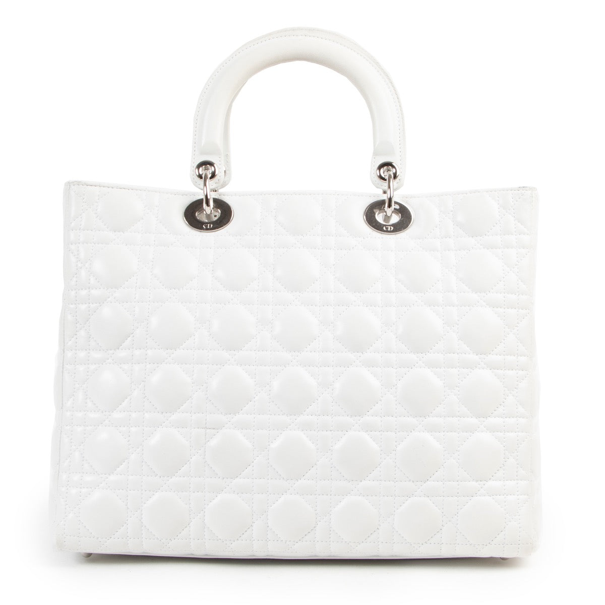 skip the waiting list shop safe online Christian Dior White Calfskin Large Lady Dior Shoulder Bag