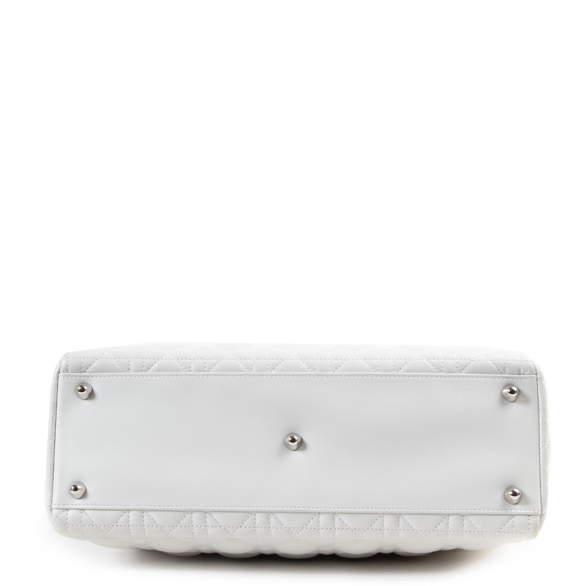 Christian Dior Witte Kalfsleren Grote Lady Dior Schoudertas