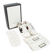 Gucci White Ace Snake Embroidery Sneakers