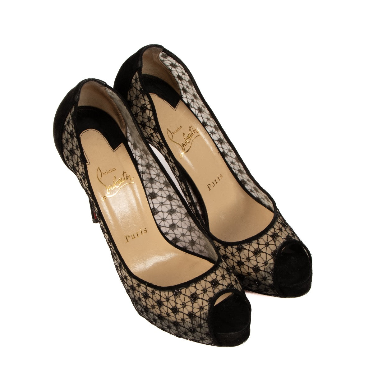Shop 100% authentic second-hand Christian Louboutin Black Lace and Suede New Very Privé Pumps in size 38,5 on Labellov.com