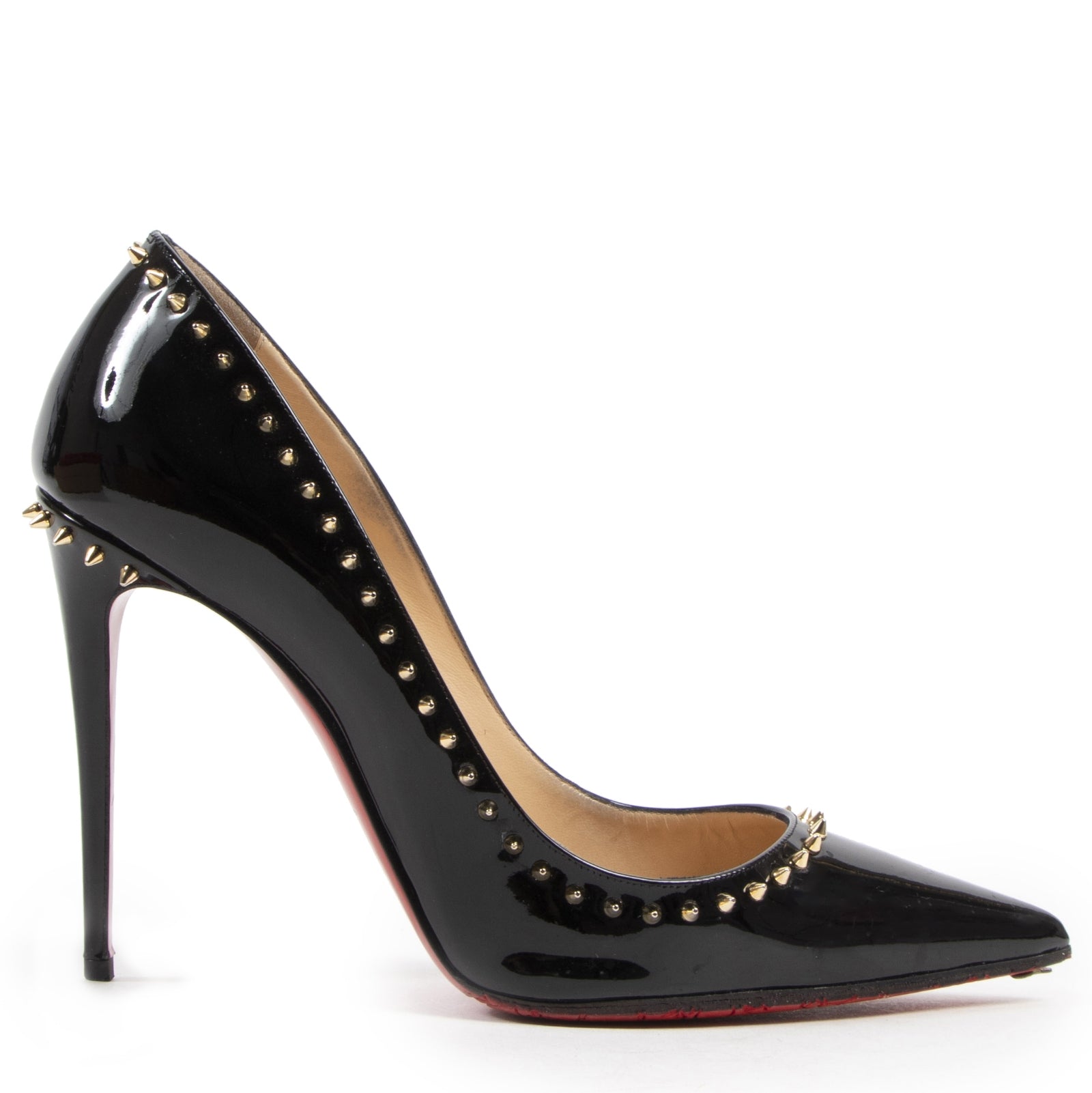 Louboutin Studded Black Patent Pumps - Size 38,5