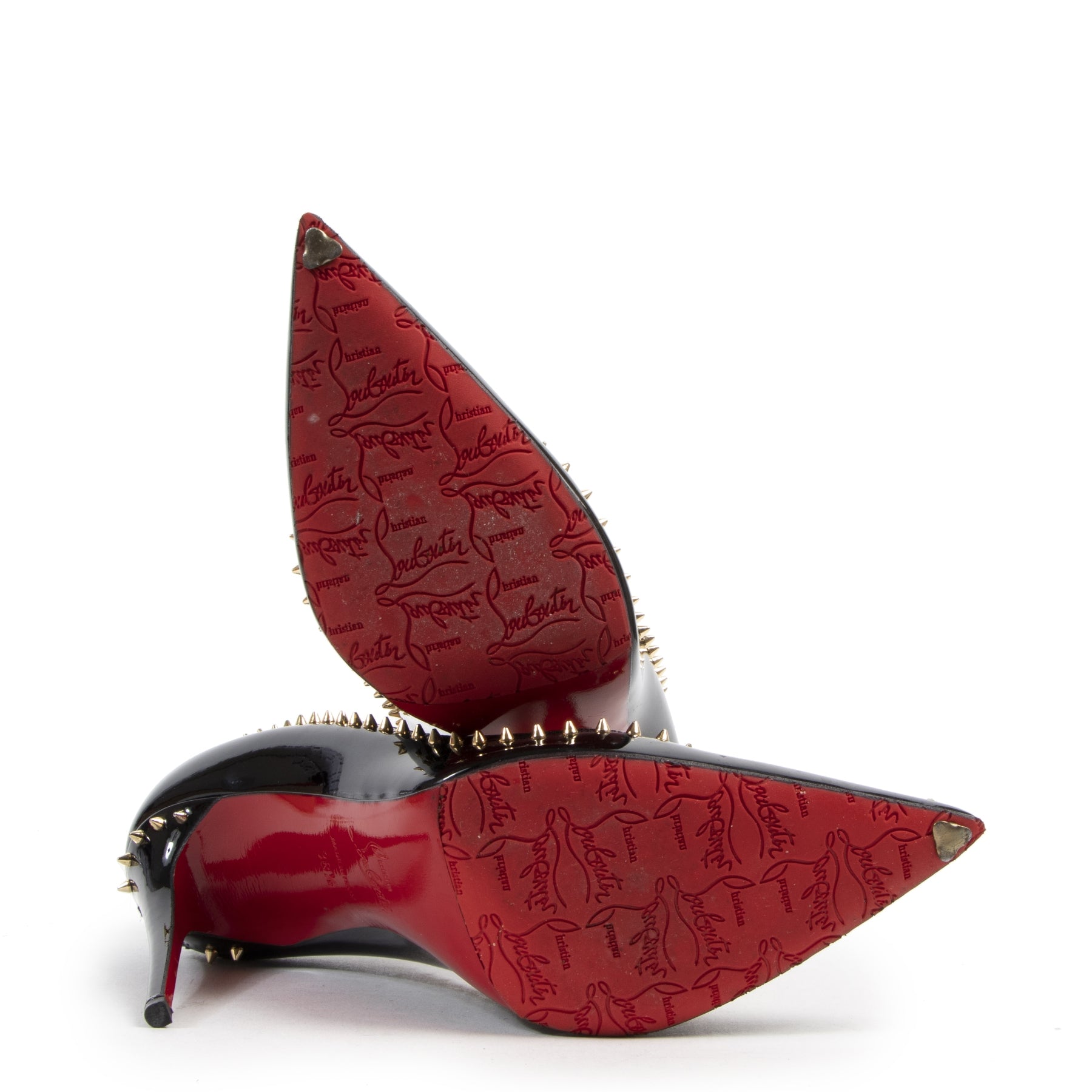 Louboutin Studded Black Patent Pumps - Size 38,5