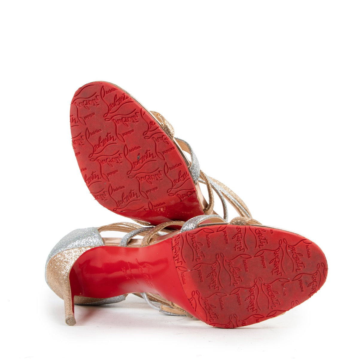 Shop safe online 100% authentic second hand Christian Louboutin Glitter Marinière Sandals - Size 38,5 in very good condition at the right price at Labellov in Antwerp.