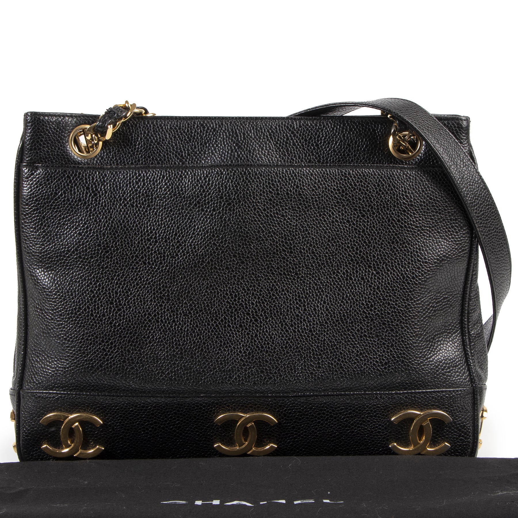 Chanel Vintage CC Leather Tote Shoulder Bag