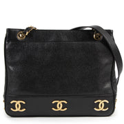 Chanel Vintage CC Leather Tote Shoulder Bag