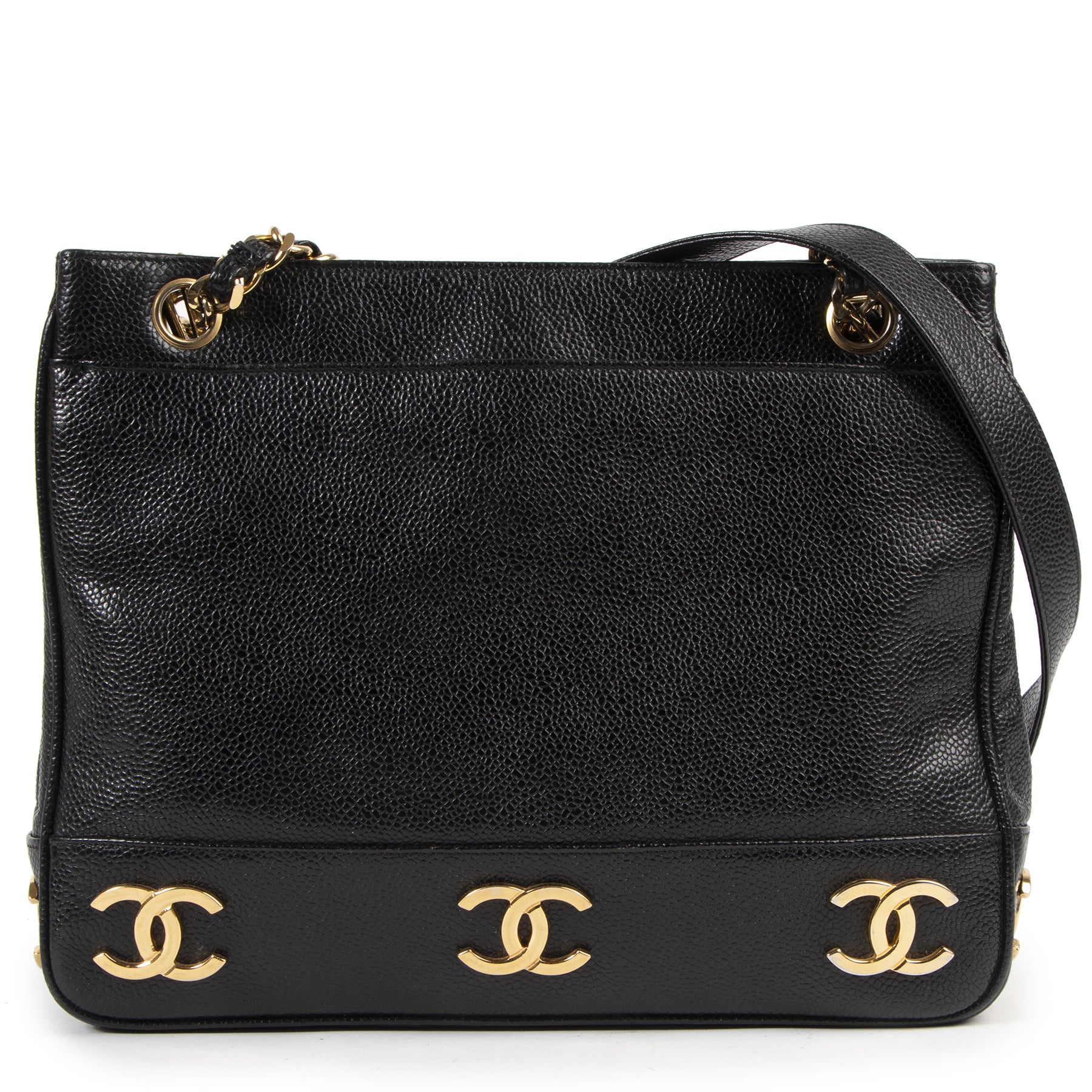 Chanel Vintage CC Leather Tote Shoulder Bag
