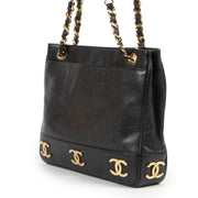 Chanel Vintage CC Leather Tote Shoulder Bag