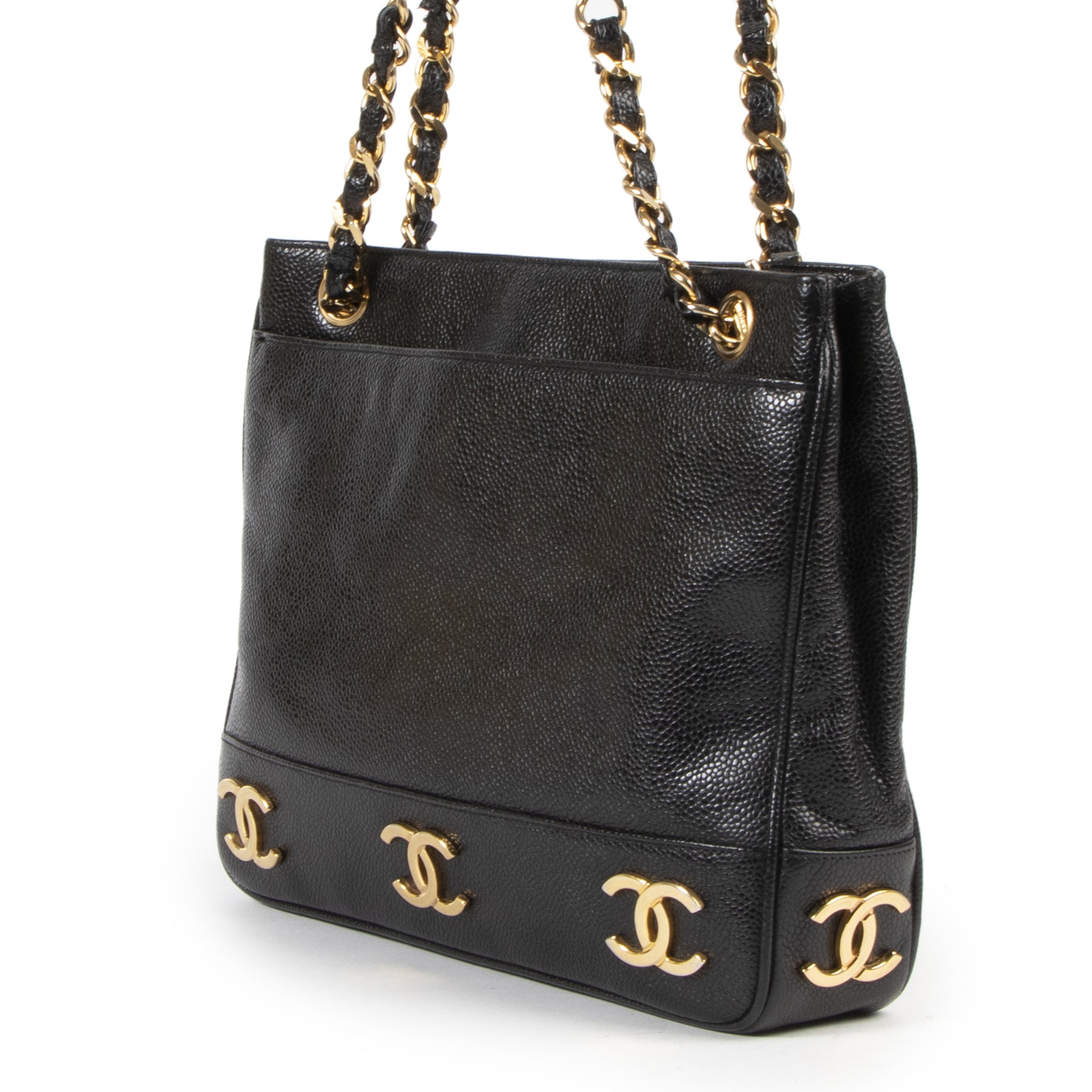 Chanel Vintage CC Leather Tote Shoulder Bag