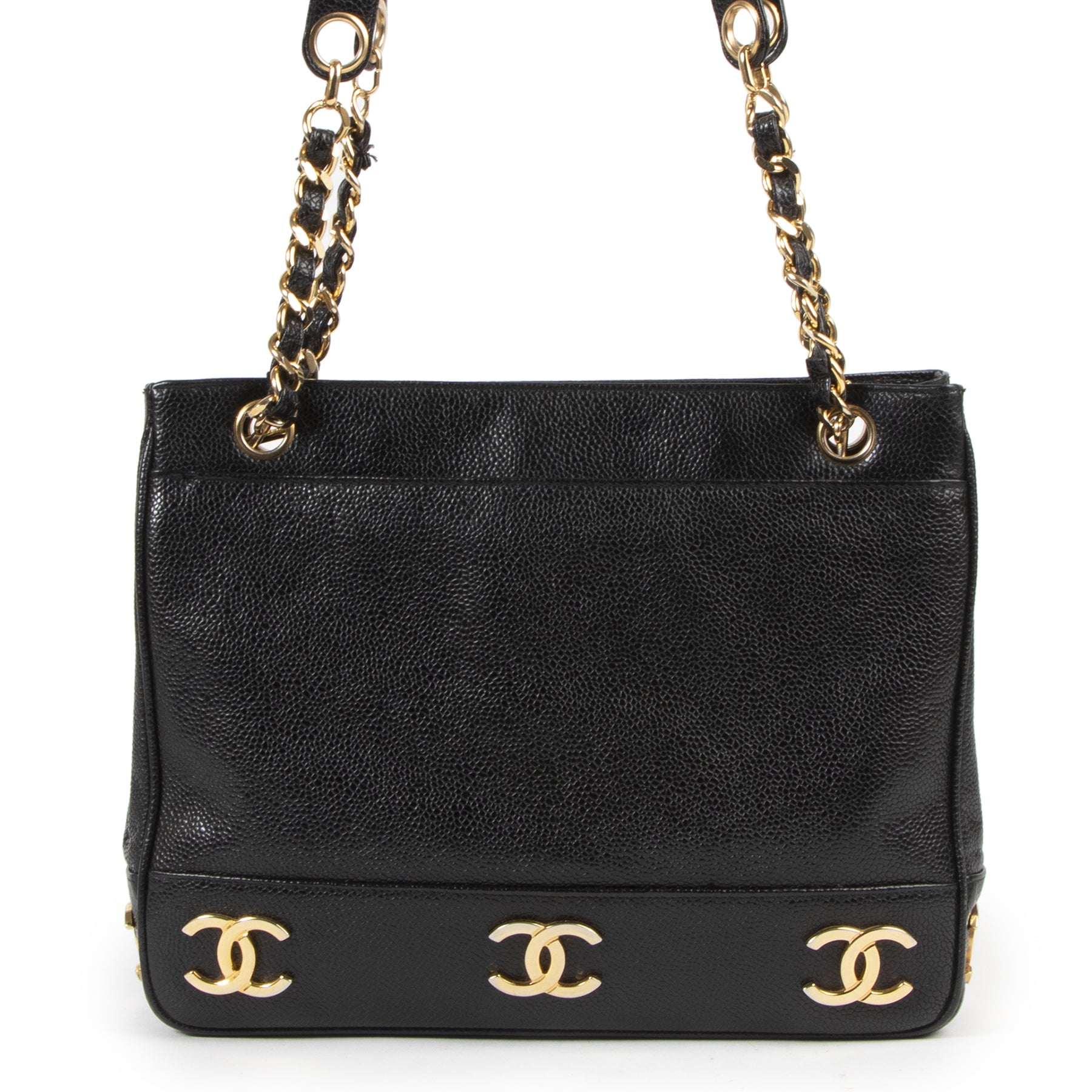 Chanel Vintage CC Leather Tote Shoulder Bag for the best price at LABELLOV
