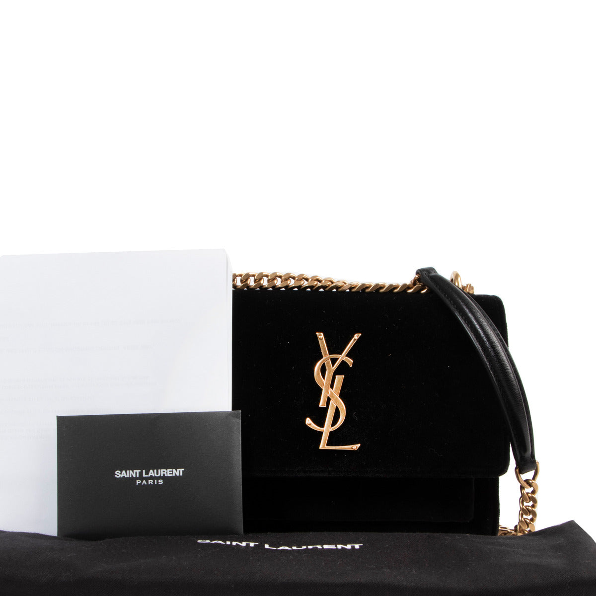 Saint Laurent Black Small Velvet Sunset Bag