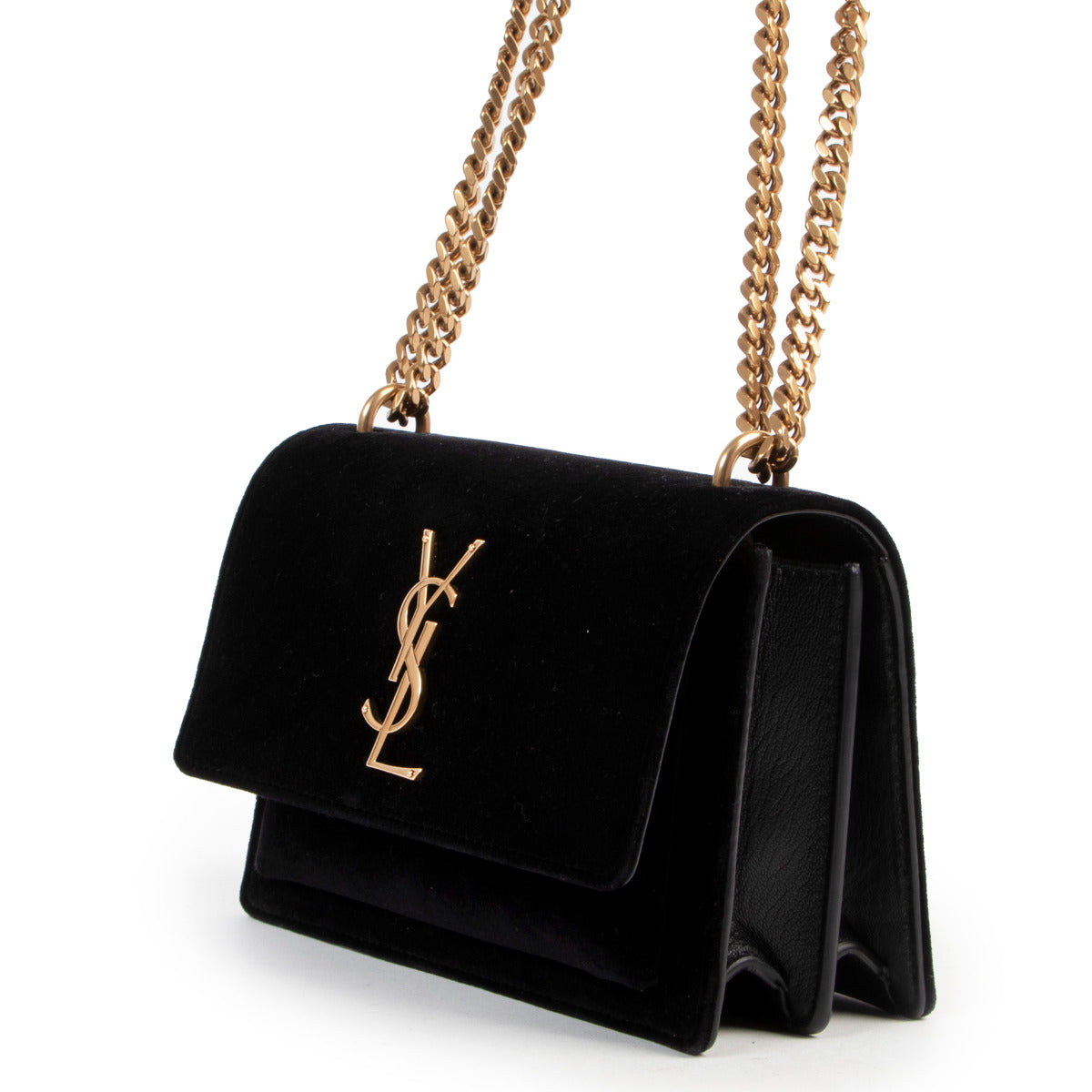 Saint Laurent Zwarte Kleine Fluweel Sunset Tas