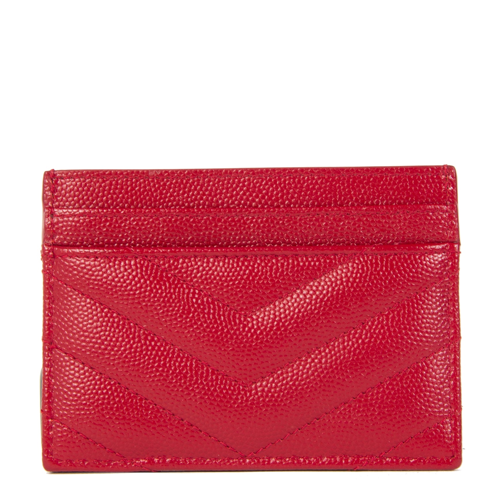 Authentic second-hand vintage Saint Laurent Red Chevron Card Holder buy online webshop LabelLOV