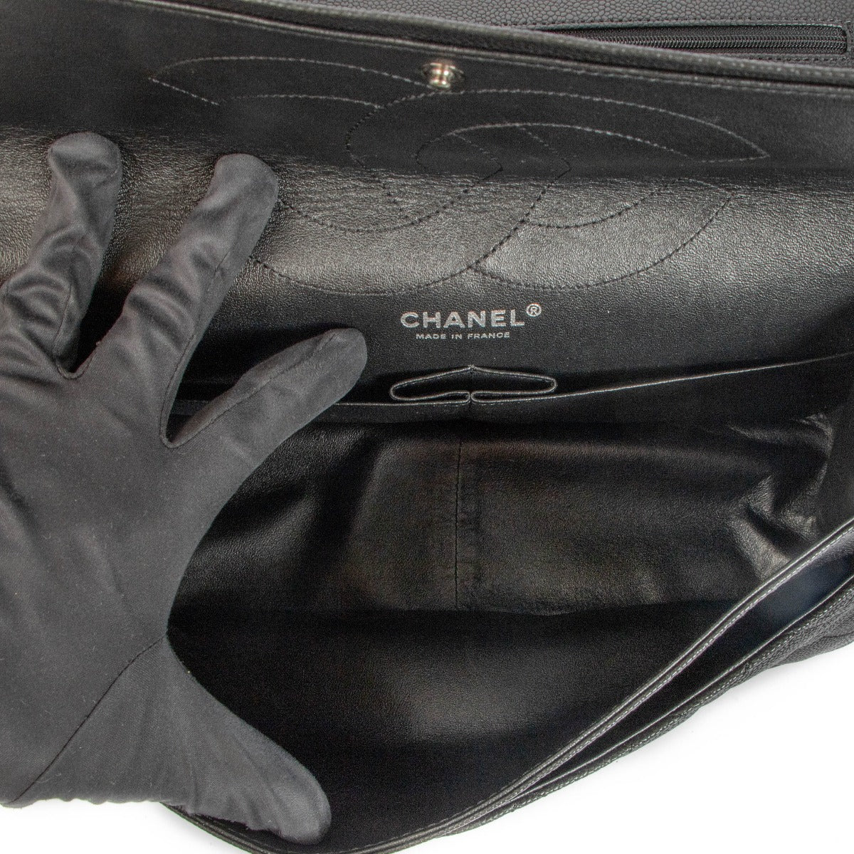 Chanel Zwart Caviar Leer Maxi 2.55 Tas