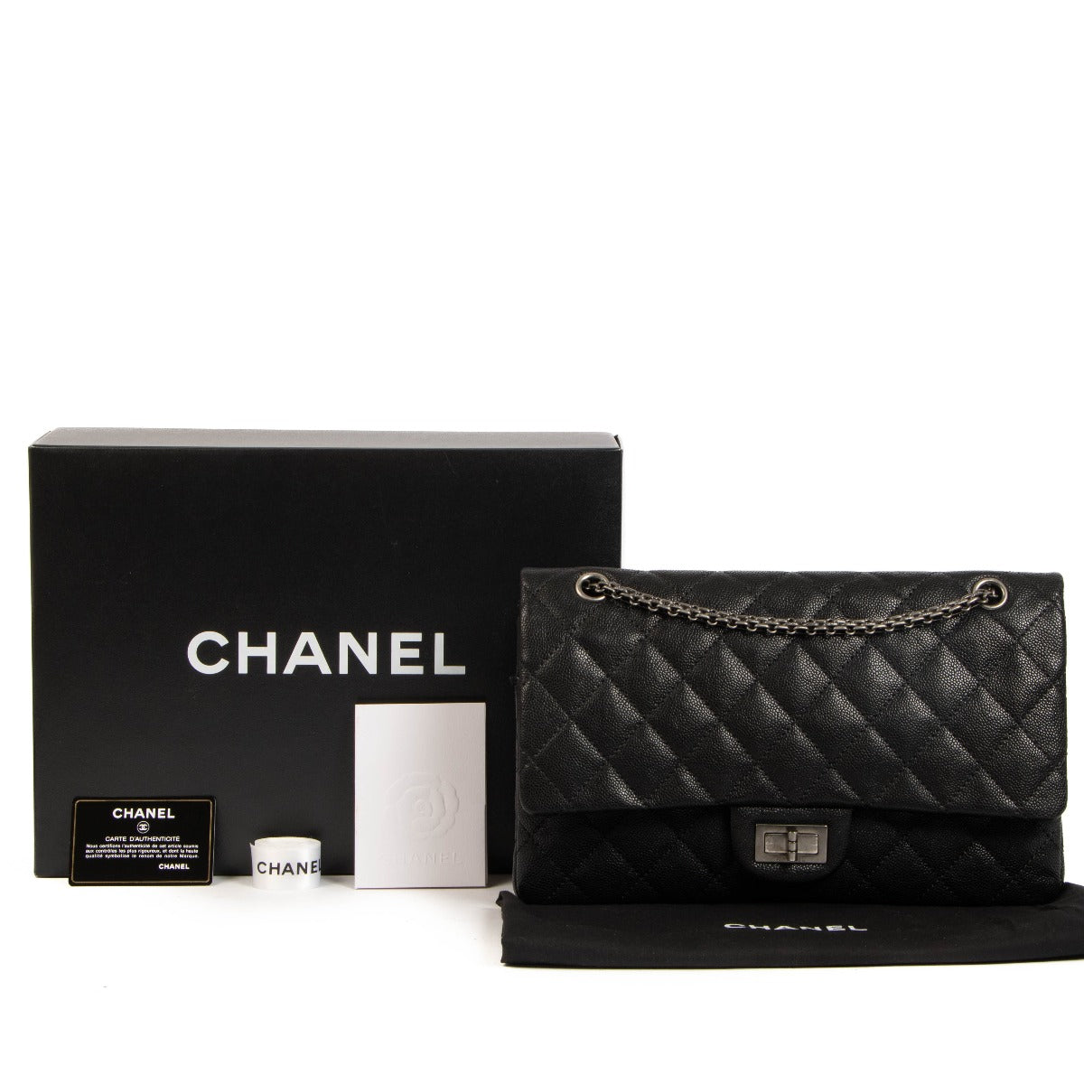 Authentic second hand vintage Chanel Black Caviar Leather Maxi 2.55 Bag on www.labellov.com