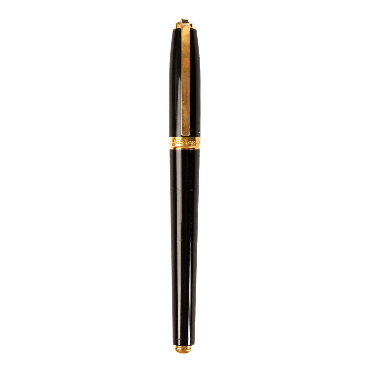 Stylo plume S.T. Dupont en laque noire et plaqué or