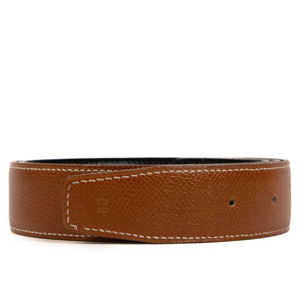 shop 100% authentic second hand Hermès Black/Gold Leather Belt Strap - Size 95 on Labellov.com