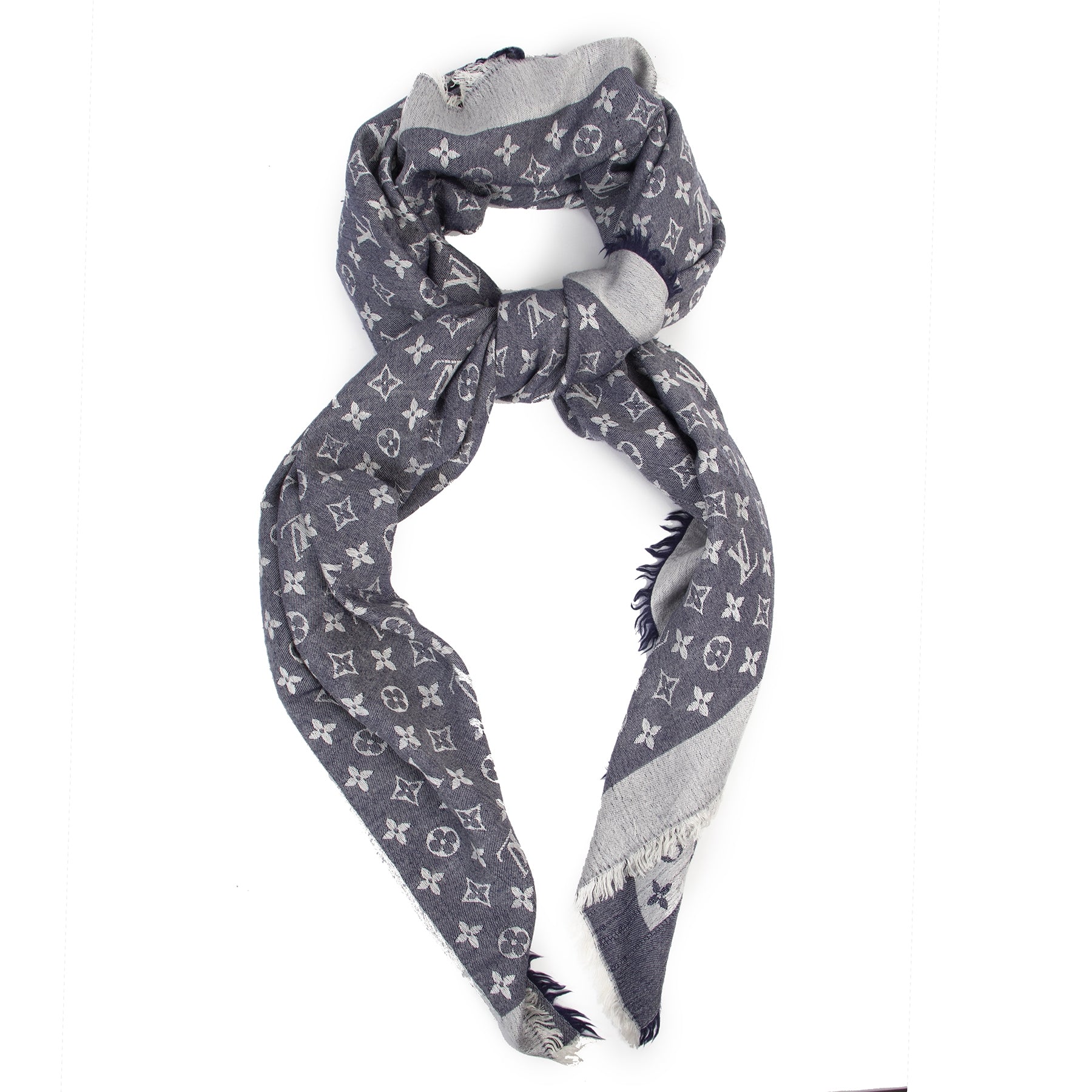 Louis Vuitton Monogram Denim Blauwe Sjaal