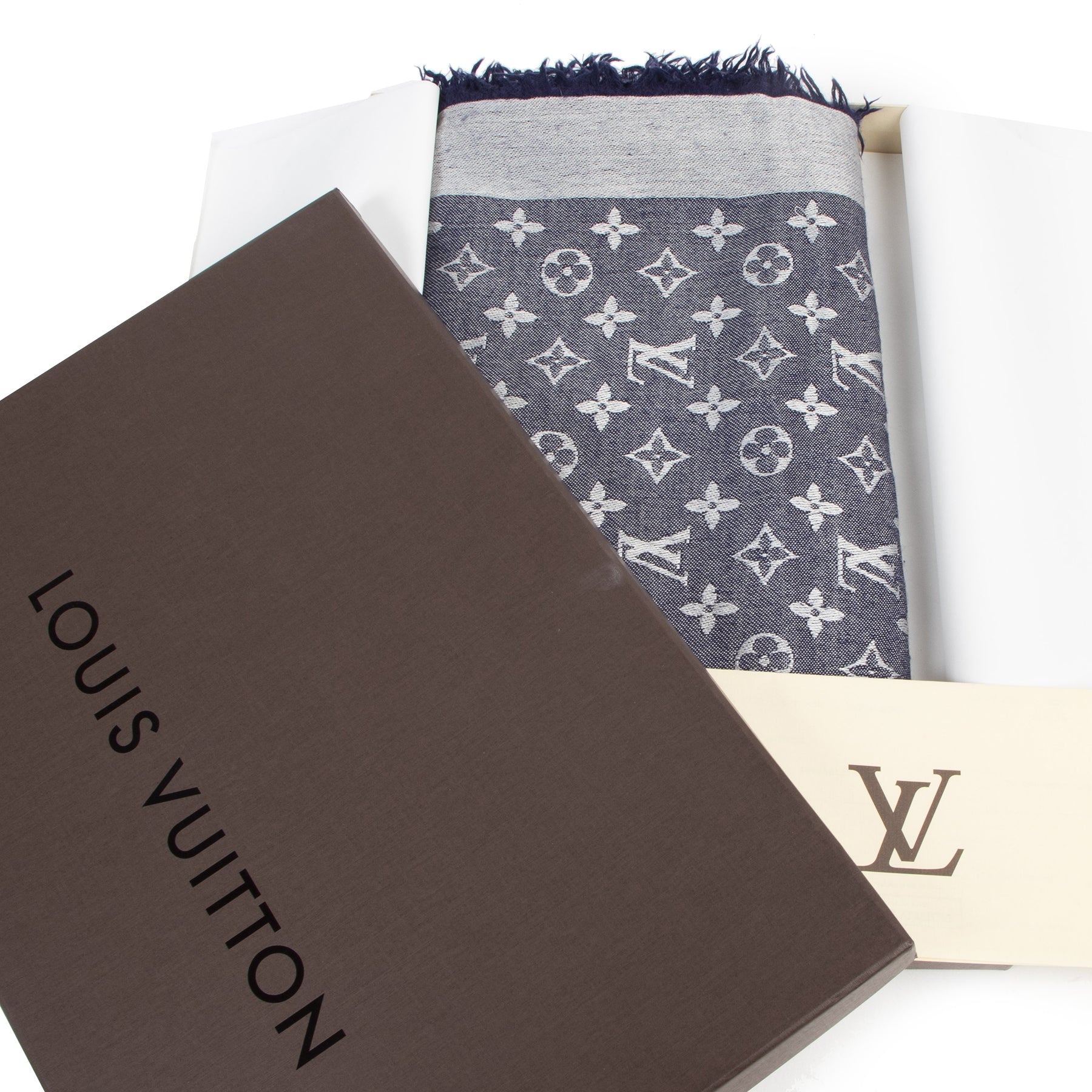 Louis Vuitton Monogram Denim Blauwe Sjaal